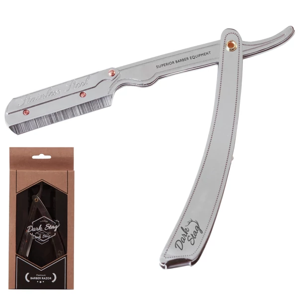 Dark Stag egyenes borotva,  Prémium acél nyéllel