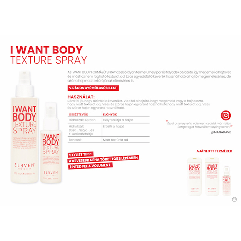 I Want Body Texture Spray - volumennövelő spray 175 ML